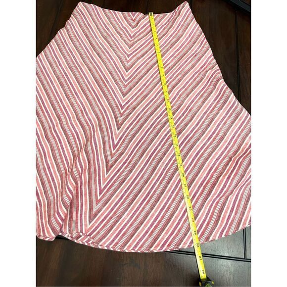 Banana Republic  Pink Chevron Candy-Stripe Midi Skirt 100% linen - Picture 3 of 6